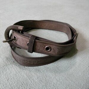 Vintage Metal Mesh Belt 28 S/M Copper Tone Floral Skinny Unique OOAK Whimsigoth